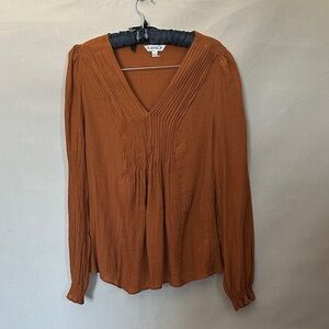 Nanette Lepore Rust V-Neck Blouse